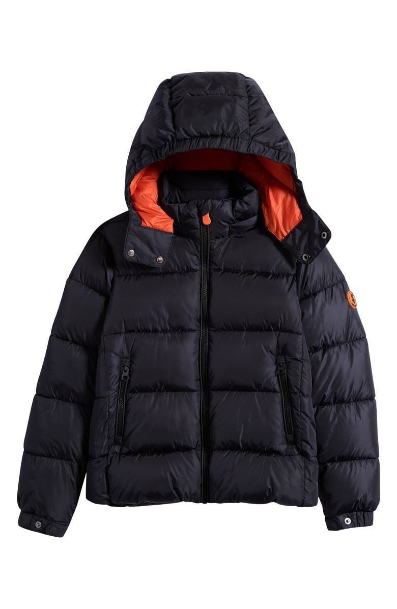 Kids' Shiny Water Repellent Puffer Jacket with Detachable Hood