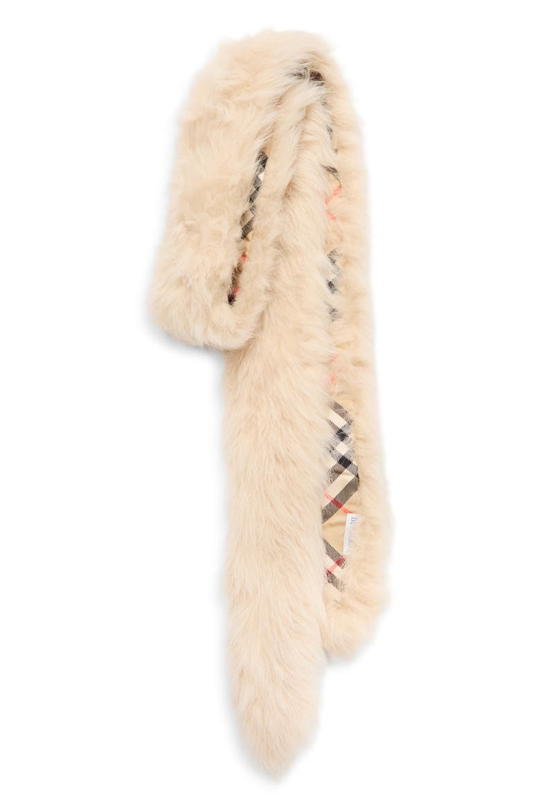 Genuine Shearling & Silk Skinny Scarf, Main, color, SAND