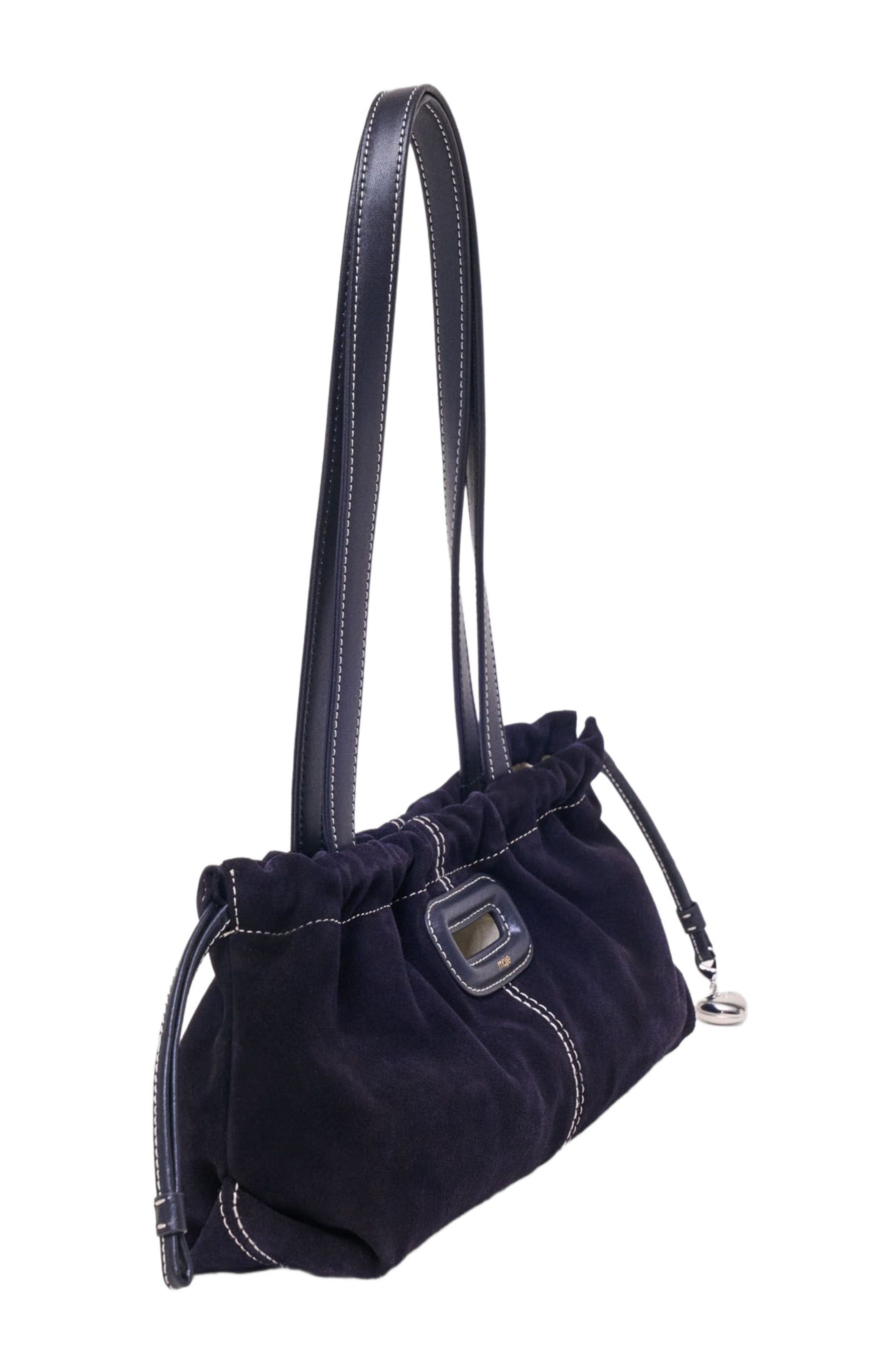 maje Topstitched suede Milpli Gazette, Alternate, color, Marine Blue