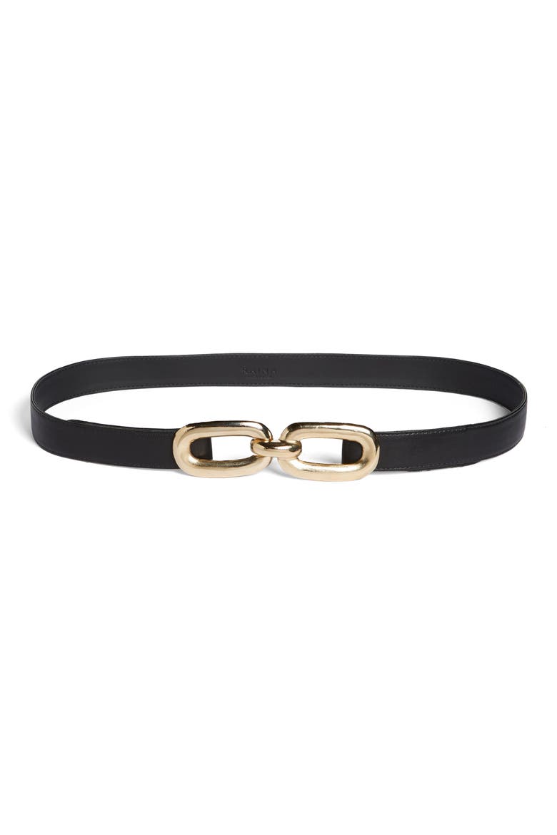 Callie Cognac Leather Belt, Main, color, BLACK