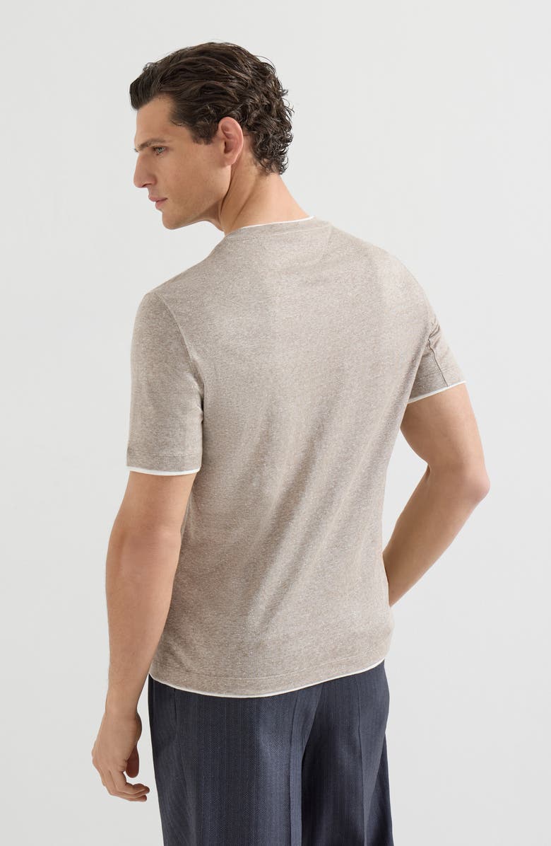 Brunello Cucinelli T-shirt with faux-layering, Alternate, color, Hazelnut