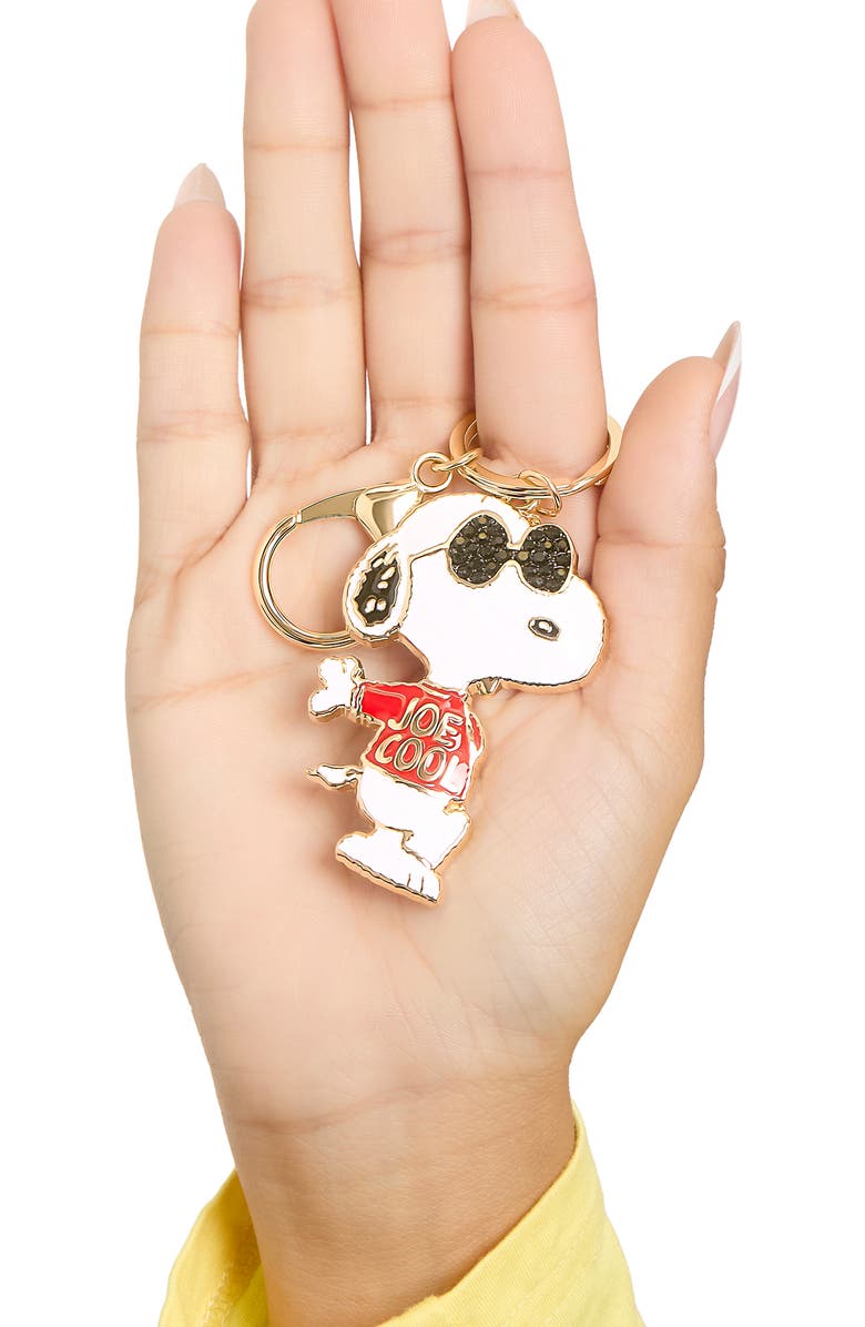 PEANUTS Joe Cool Keychain, Gold-Tone Enamel Bag Charm, Alternate, color, White, Red