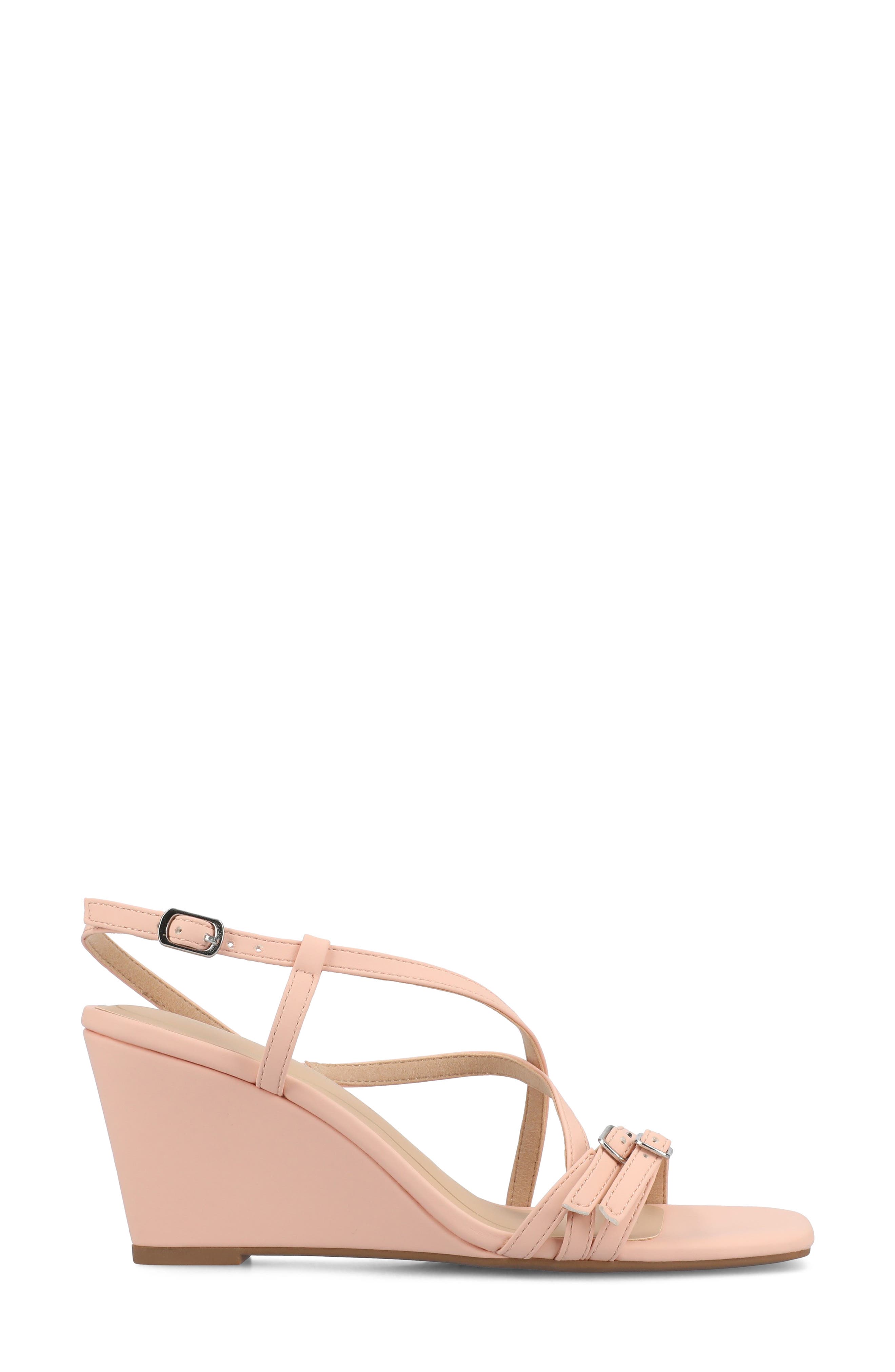 Journee Collection Clinne Wedge Sandal, Alternate, color, Pink