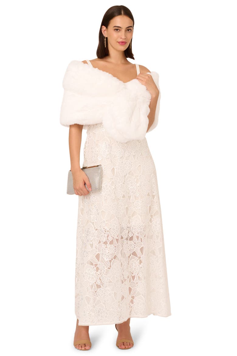 Faux Fur Coverup Caplet, Alternate, color, IVORY