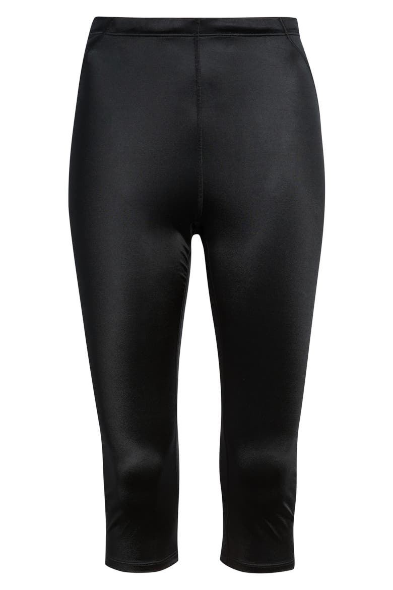 Shine Drawcord Capri Leggings, Alternate, color, NSKM OBSIDIAN