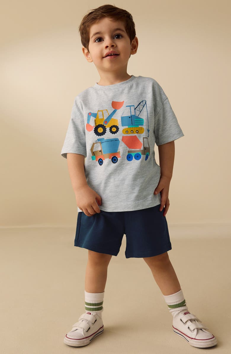 NEXT Kids' Oversize Construction Graphic T-Shirt & Pull-On Shorts Set, Alternate, color, Grey