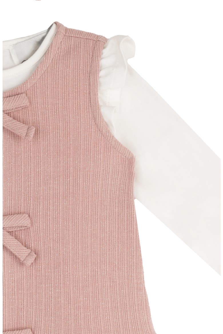 Kids' Bow Knit Jumper, Mock Neck Top & Headband Set, Alternate, color, PINK