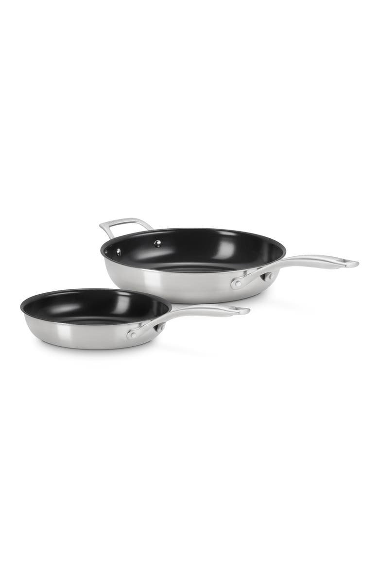 Essential Stainless Steel Set of 2 Nonstick Frying Pans, Main, color, STAINLESS STEEL