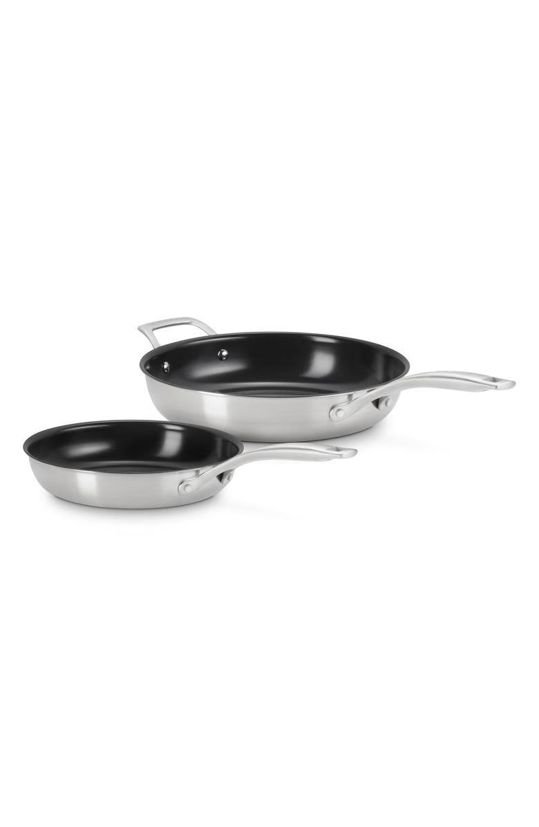 Le Creuset Essential Stainless Steel Set of 2 Nonstick Frying Pans, Main, color, Stainless Steel