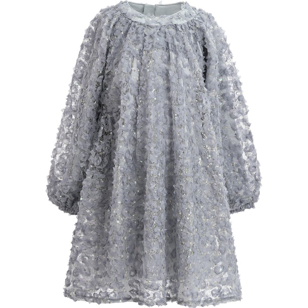 Sweet Cactus Kids' Sheer Floral Dress In Blue