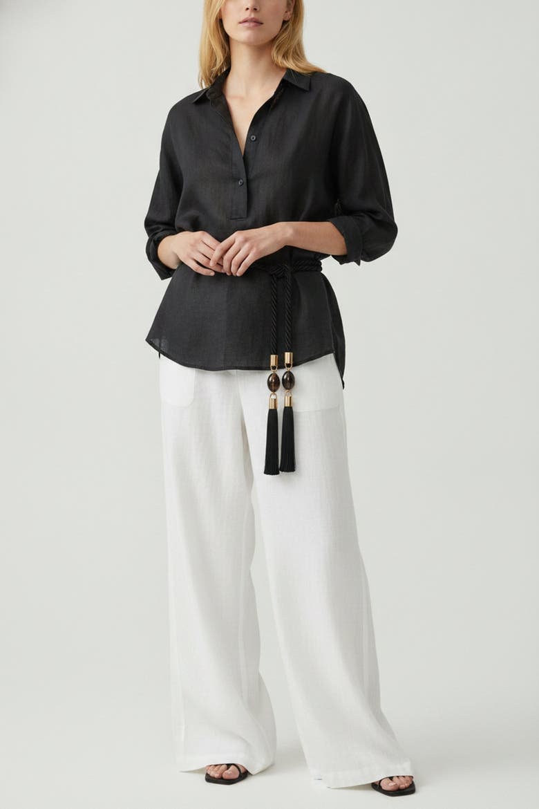 Silk Tassel Belt with Quartz, Alternate, color, Black