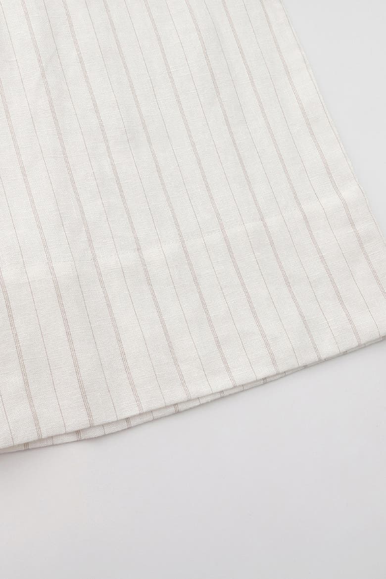 Rhea Strapless Midi Linen Dress, Alternate, color, Ivory Pinstripe