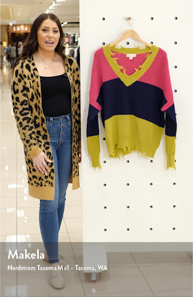 Colorblock Distressed Sweater, sales video thumbnail