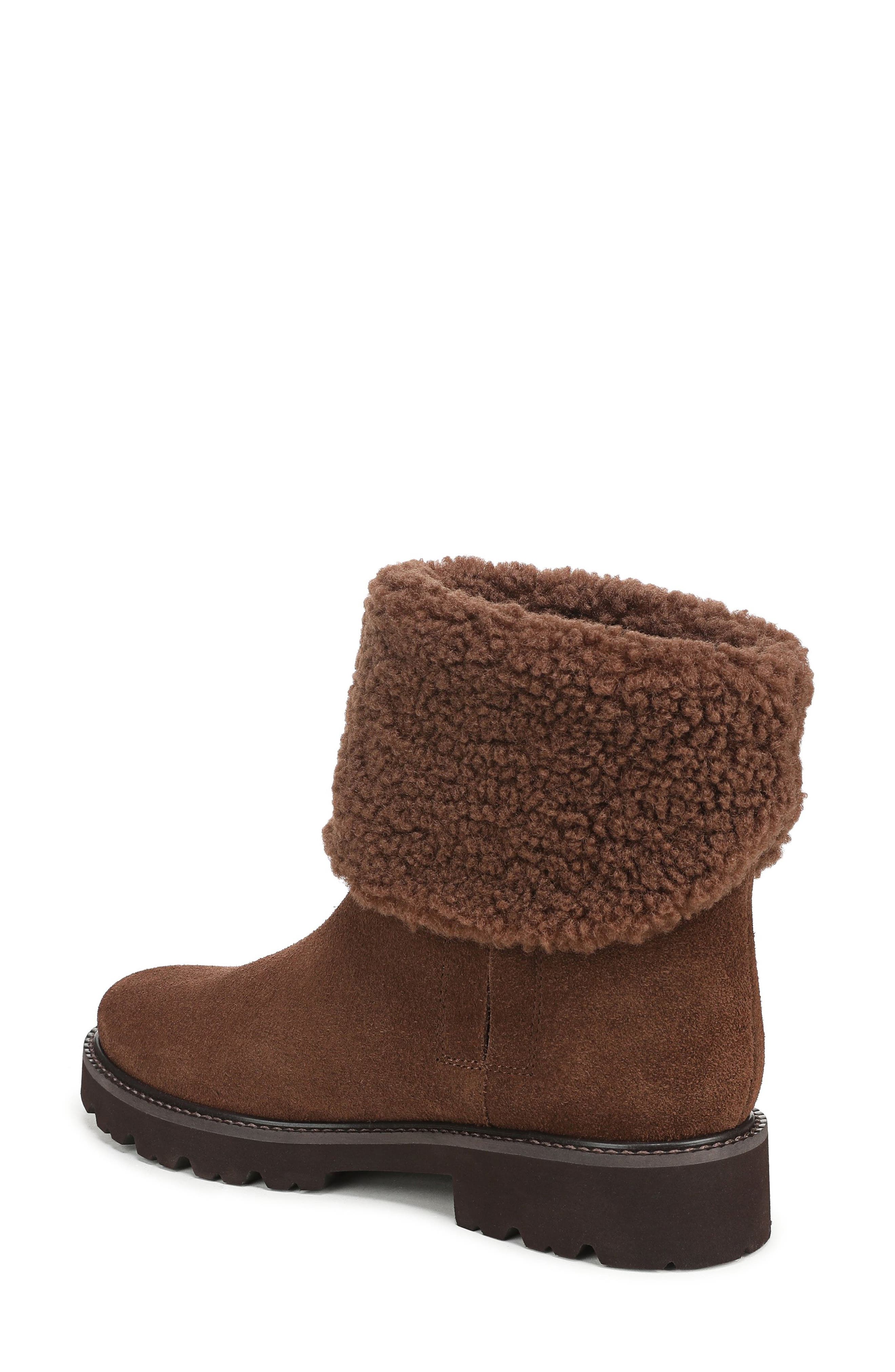 Sahana Leather Bootie with Faux Shearling Trim, Alternate, color, BROWN