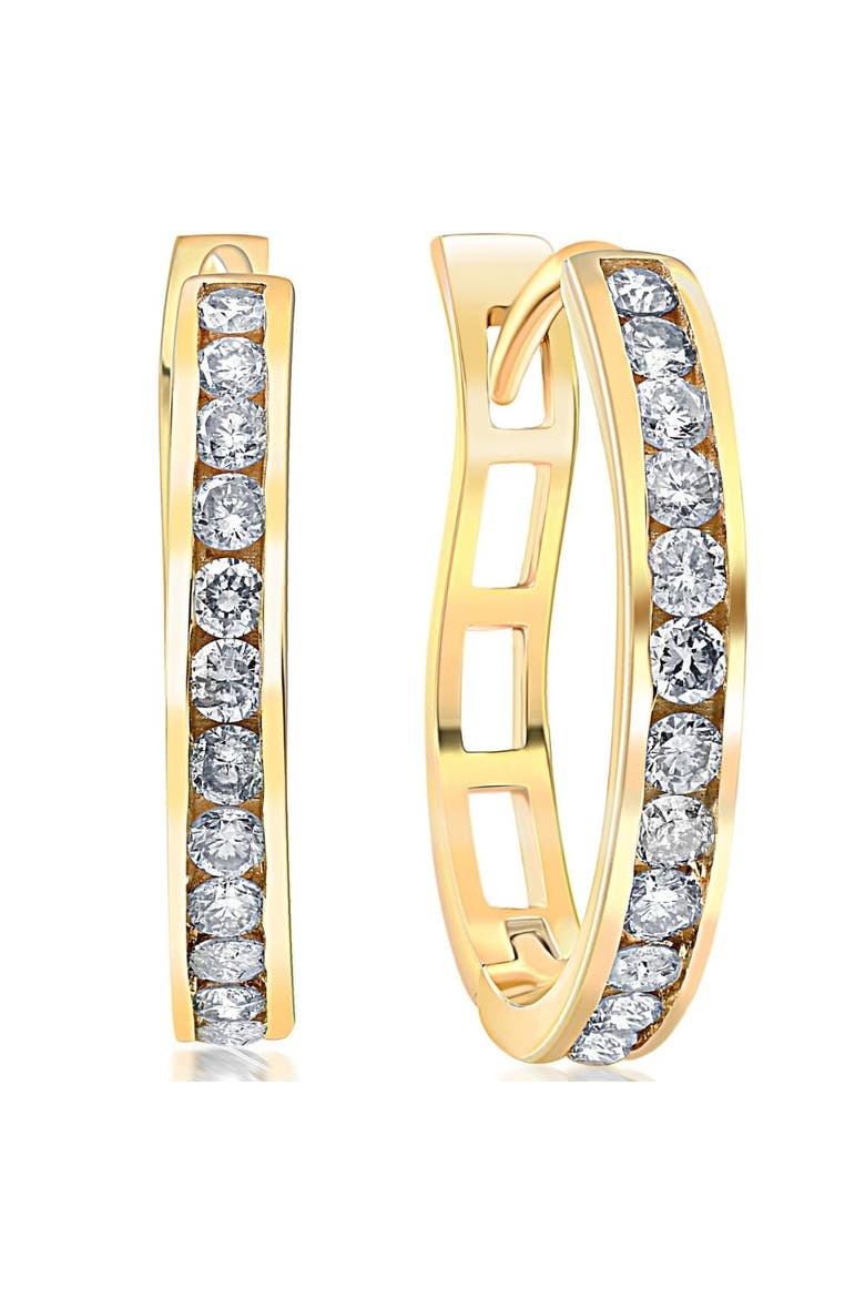 1/2Ct Diamond Hoops Gold Small Earrings Lab Grown, Main, color, Yellow Gold