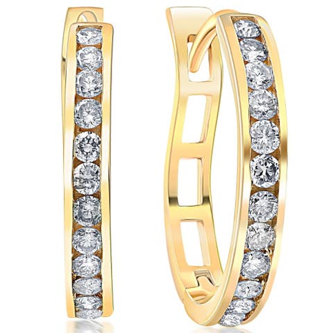 1/2Ct Diamond Hoops Gold Small Earrings Lab Grown