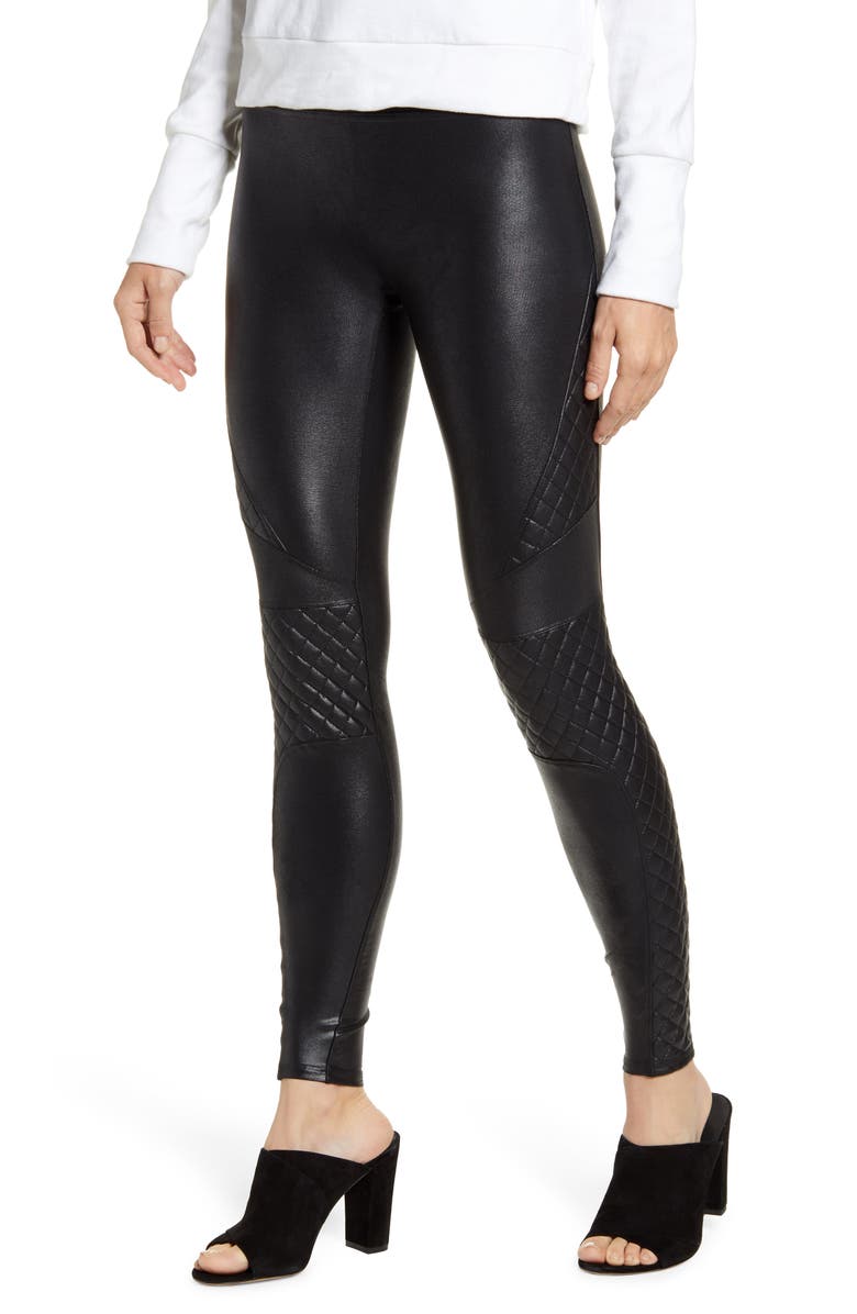 SPANX<sup>®</sup> Quilted Faux Leather Leggings, Main, color,