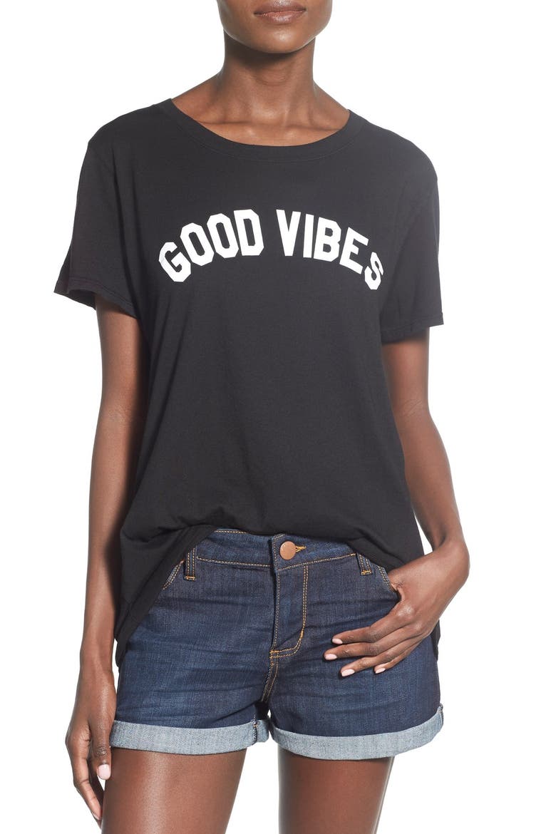 'Good Vibes' Graphic Tee, Main, color, BLACK