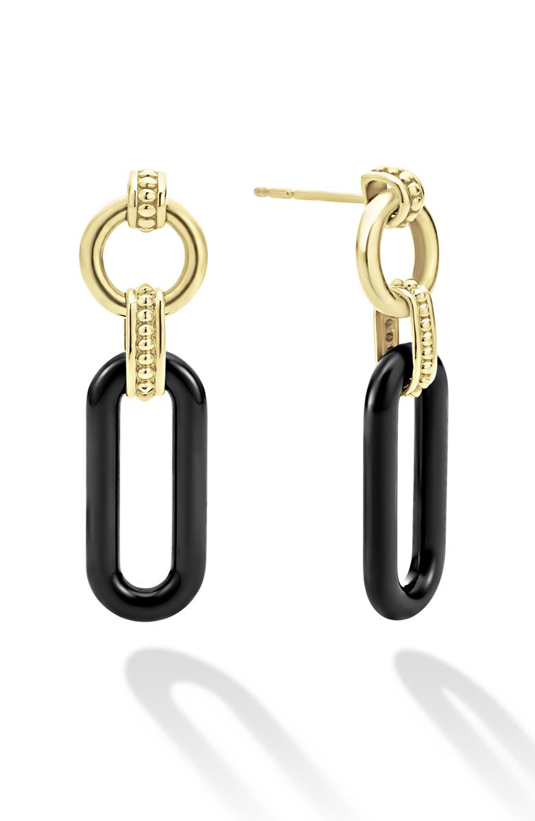 LAGOS Signature Caviar Ceramic Link Drop Earrings, Main, color, Gold