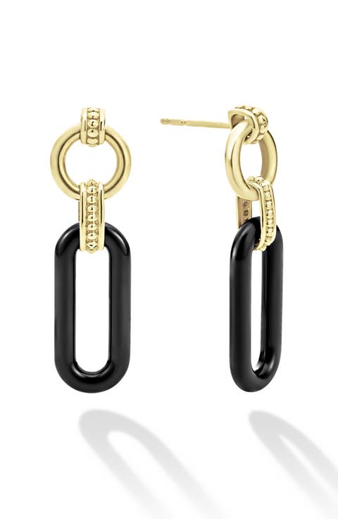 Signature Caviar Ceramic Link Drop Earrings
