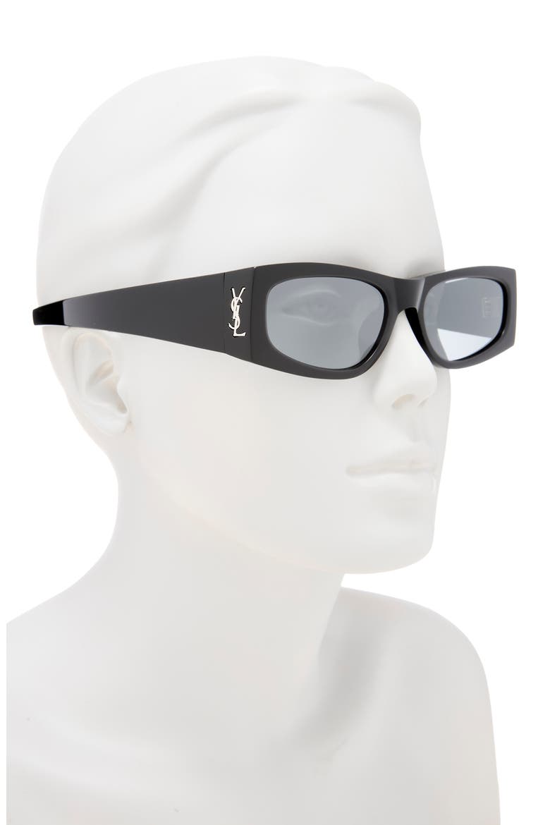 56mm Rectangular Sunglasses, Alternate, color, BLACK BLACK SILVER