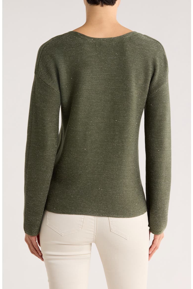 Crystal Sands Sequin Relaxed Fit Cotton Blend Sweater, Alternate, color, PALM MOSS