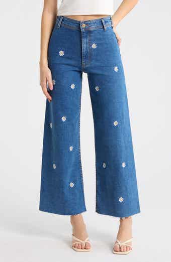 Desigual Floral Embroidered Wide Leg Jeans