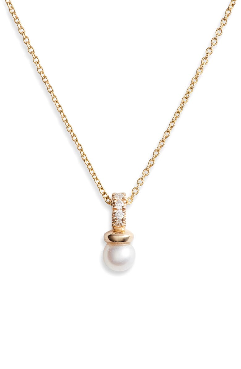 Dana Rebecca Designs Pavé Diamond & Pearl Pendant Necklace, Main, color, 