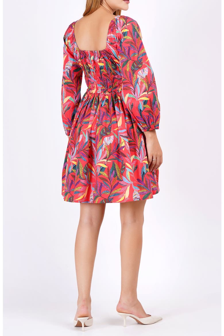 Genevieve Square Neck Mini Dress, Alternate, color, Palm Foliage Poppy Red