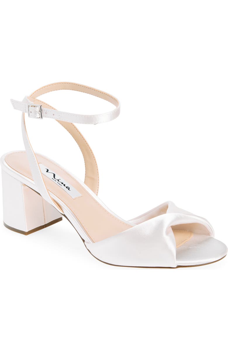 Nina Nigella Glitter Ankle Wrap Sandal, Main, color, Ivory