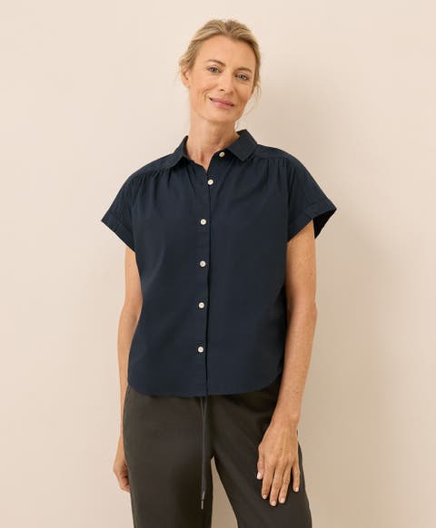 Organic Cotton All Day Poplin Shirred Shirt