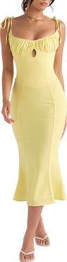 HOUSE OF CB Soren Keyhole Cutout Mermaid Midi Dress