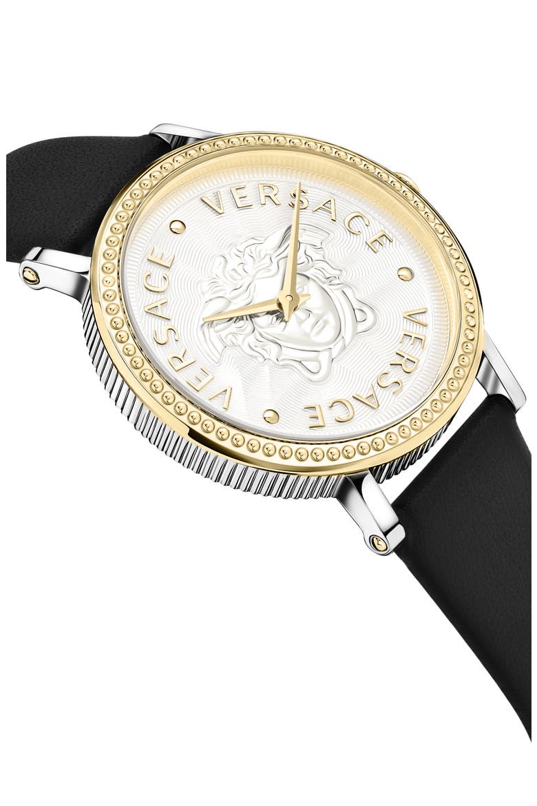 V-Dollar Leather Strap Watch, 37mm, Alternate, color, TWO TONE