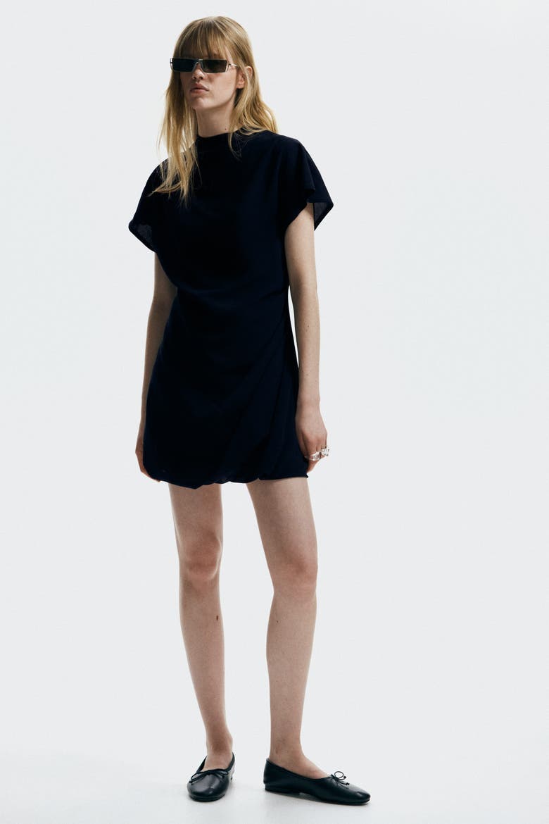 Draped Turtleneck Dress, Alternate, color, Black