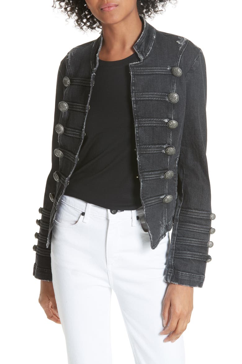 Military Denim Jacket, Main, color, BLACK