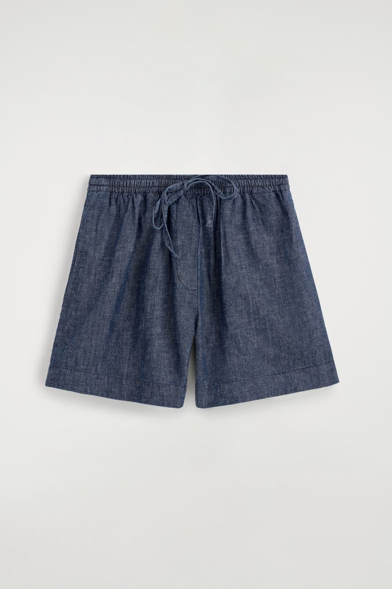 Drawstring Denim Shorts, Alternate, color, BLUE