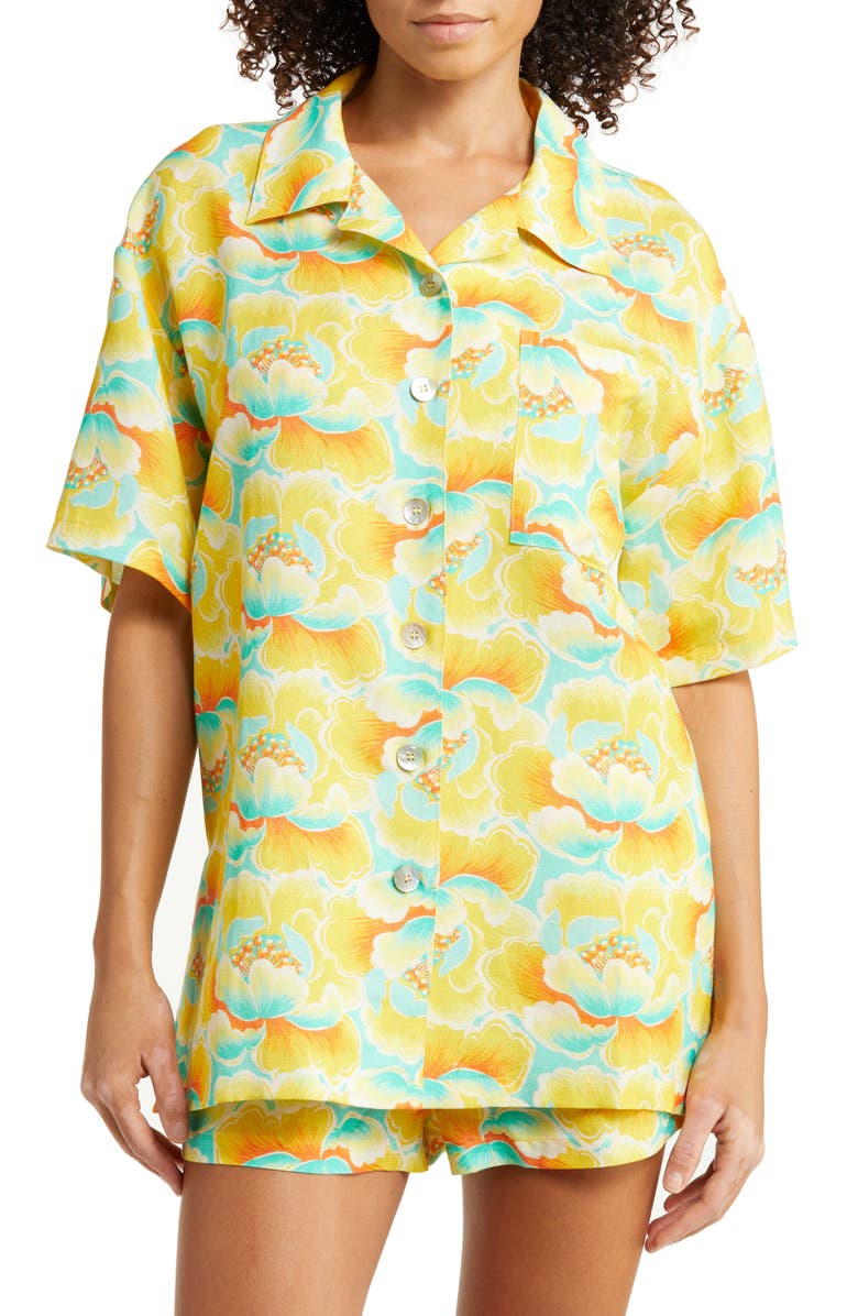 Kulani Kinis Oversize Button-Up Linen Blend Cover-Up Shirt, Alternate, color, 