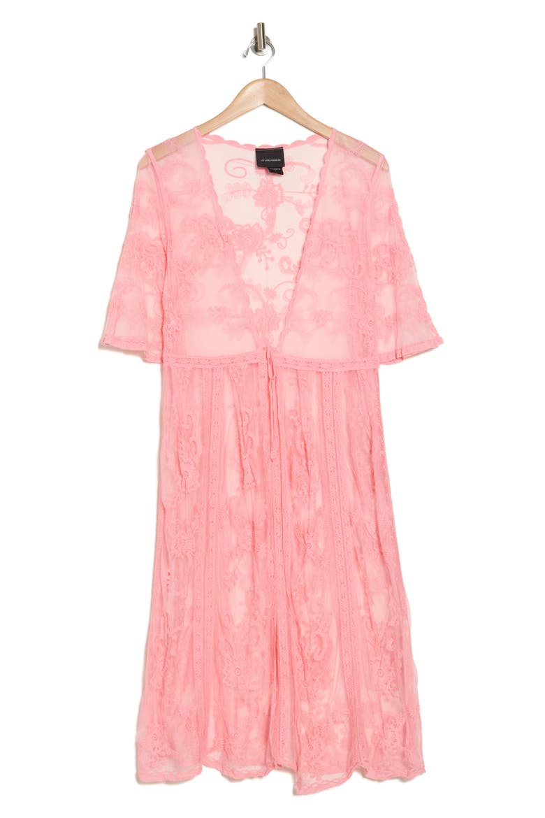 Crochet Lace Tie Front Duster, Alternate, color, BLUSH