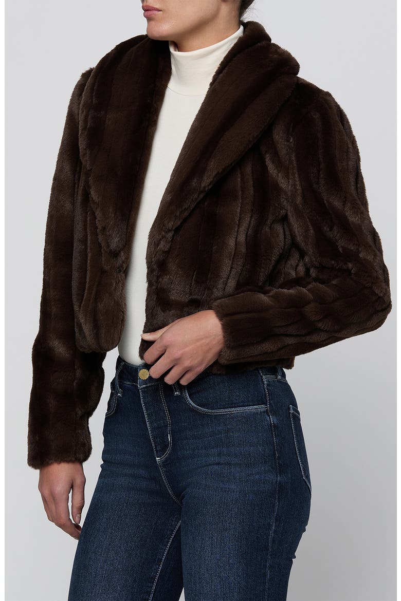 Davy Crop Faux Fur Jacket, Alternate, color, DARK JAVA STRIPED FUR