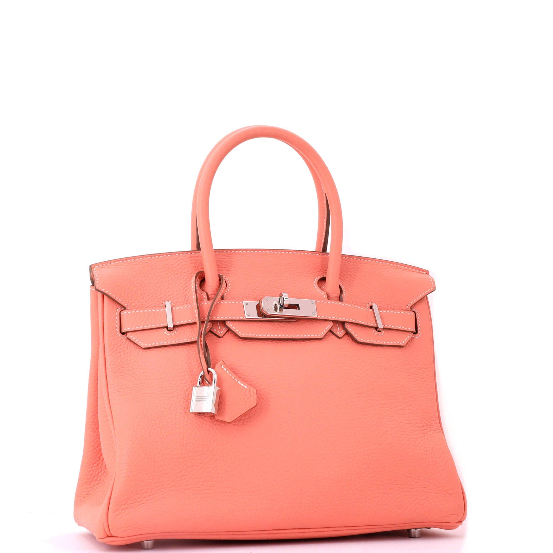 Pre-Owned Hermes Birkin Handbag Pink Clemence with Palladium Hardware 30, Alternate, color, Crevette