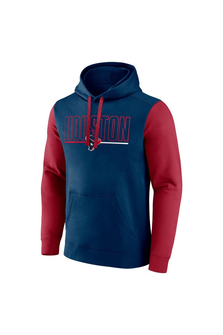 Men's Fanatics Navy/Red Houston Texans Outline Pullover Hoodie, Alternate, color, Navy