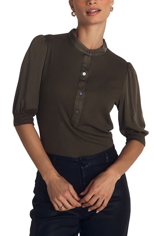 Bella Dahl Mixed Media Elbow Sleeve Popover Top In Gray