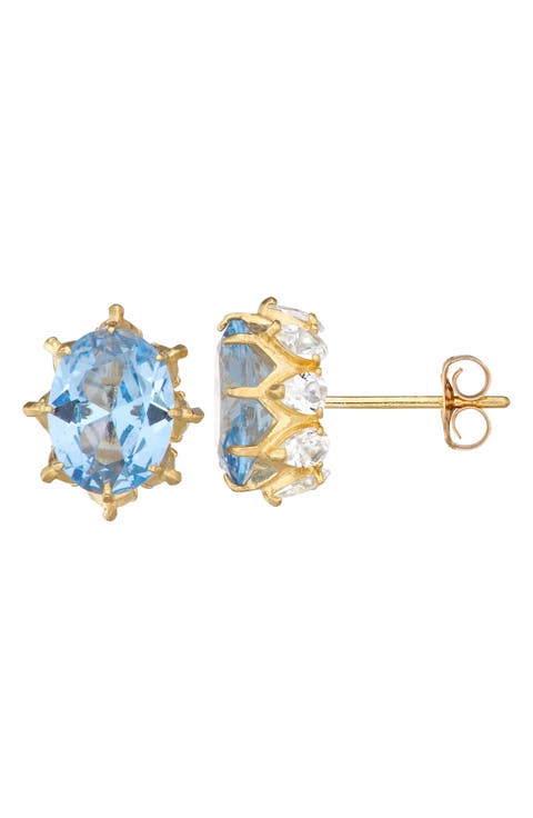 10K Gold Aquamarine Stud Earrings