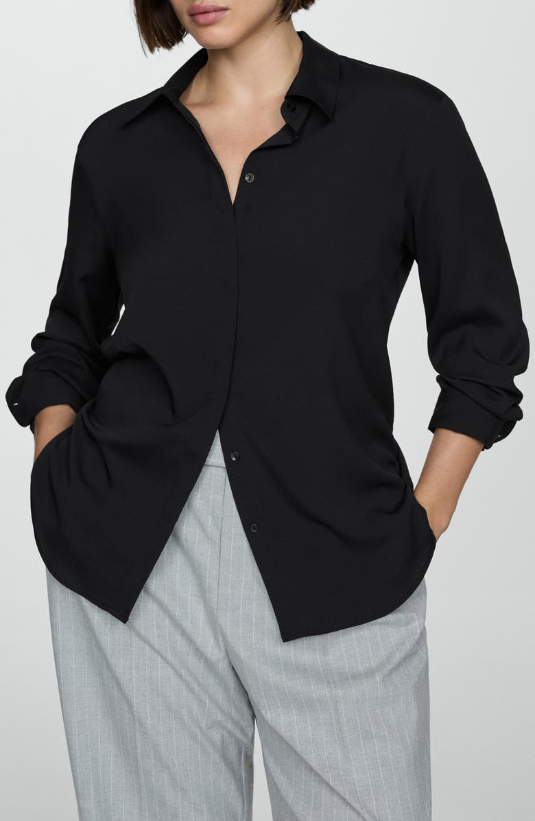 MANGO Fluid Button-Up Shirt, Alternate, color,