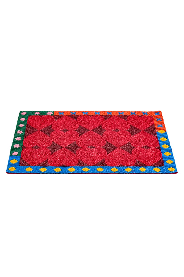 Dadri Beadded Placemat Heart 12X16 In, Alternate, color, Red