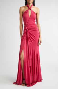 Cinq à Sept Gulliame Tie Front Halter Gown