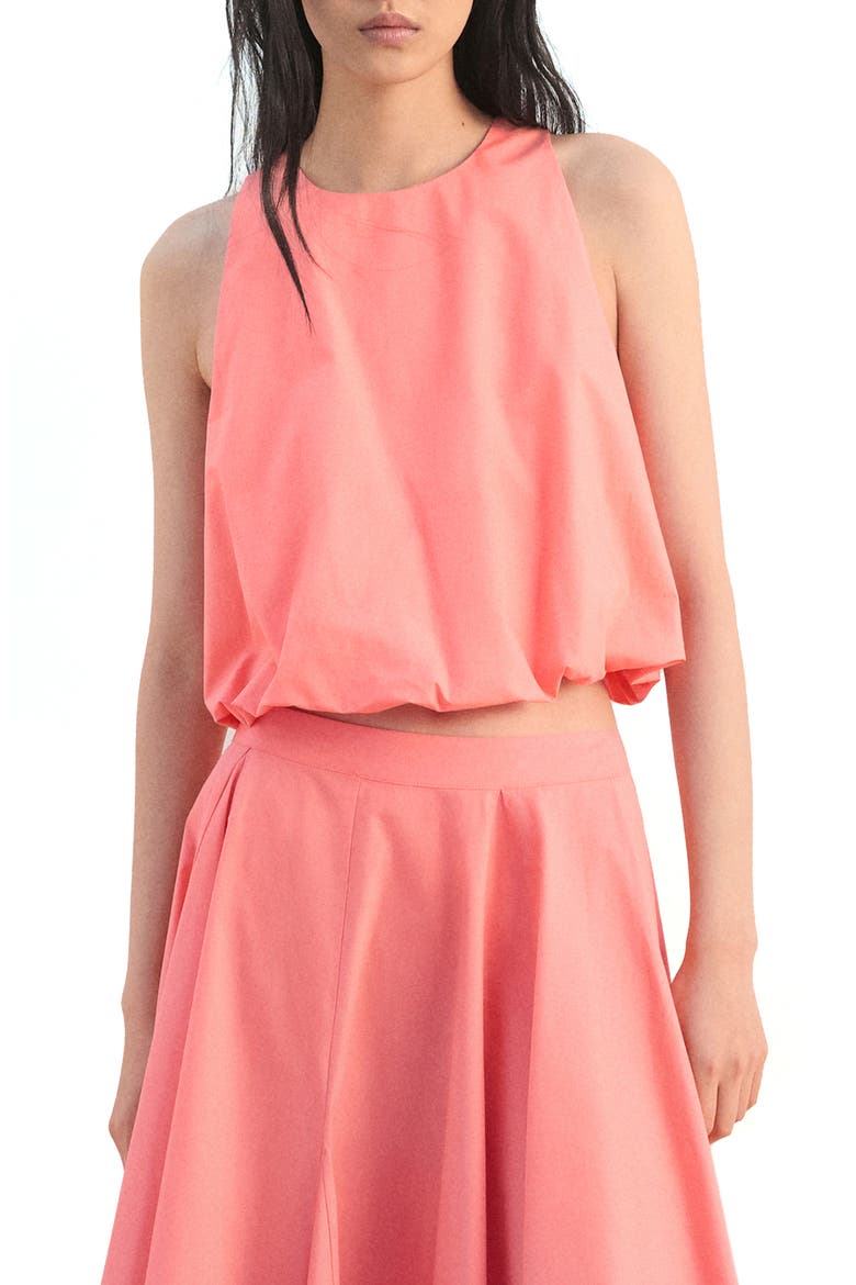 Bubble Hem Sleeveless Cotton Top, Main, color, CORAL RED
