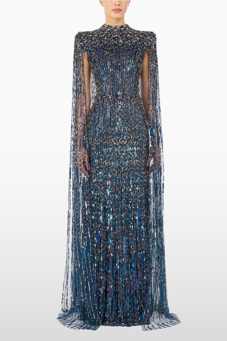 Opera Embellished Maxi Dress, Alternate, color, Blackthorne Blue