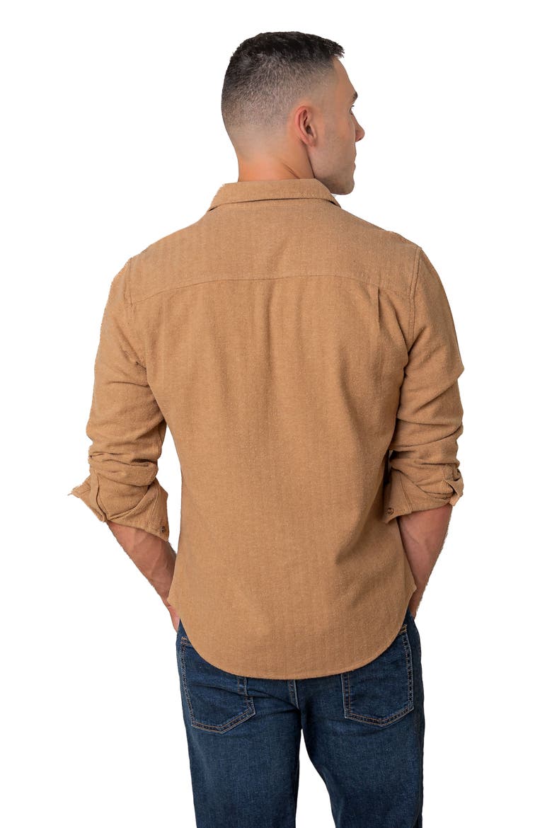 Organic Flannel Double Pocket Button Down Shirt, Alternate, color, Camel Herringbone