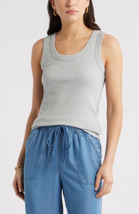 Scoop Neck Rib Cotton Tank